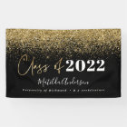 black gold glitter script class of graduation 