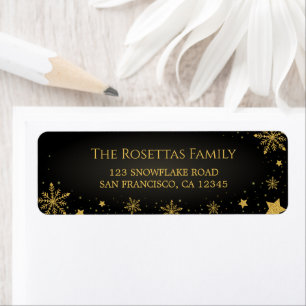 Black & Gold Glitter Snowflake Winter Holiday