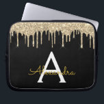 Black Gold Glitter Sparkle Monogram Laptop Sleeve<br><div class="desc">Black and Gold Faux Dripping Modern and Elegant Girly Glitter and Sparkle Elegant Monogram Case. This case can be customised to include your initial and first name.</div>