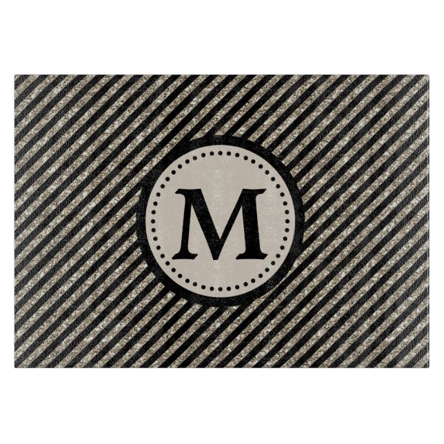 Black Gold Glitter Stripe Cutting Board (Front)