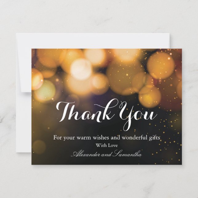 Black & Gold Glitter Winter thank you card (Front)