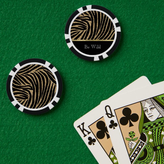 Black Gold Glitter Zebra   Poker Chips (Poker Table (Double))