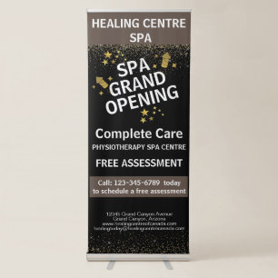 Black Gold Glittery Sparky Salon Medical Centre Retractable Banner