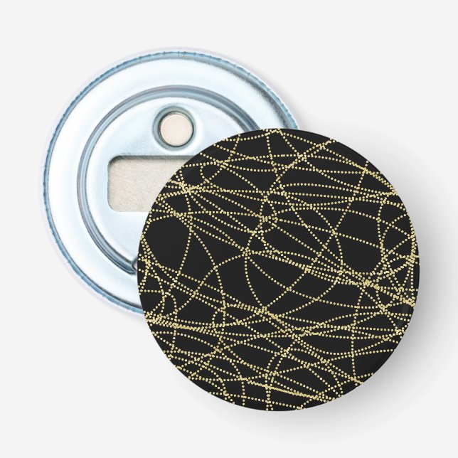 Black Gold Glitzy Abstract Bottle Opener (Front)
