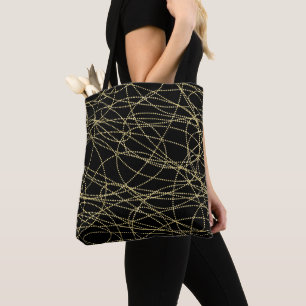 Black Gold Glitzy Abstract Christmas Tote Bag