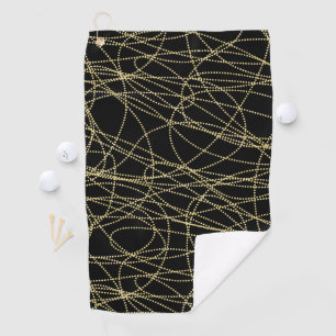 Black Gold Glitzy Abstract Golf Towel
