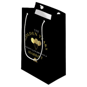 Black & Gold Golden Years 65th Birthday Party Small Gift Bag
