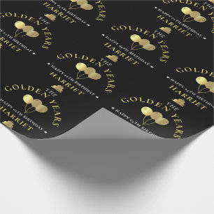 Black & Gold Golden Years 65th Birthday Wrapping Paper