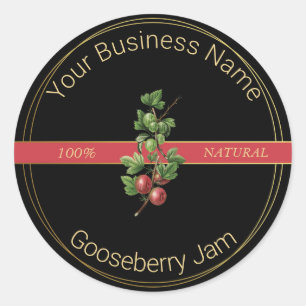 Black & Gold Gooseberry Jam Product Label