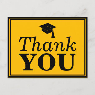 Black Gold Grad Cap Thank You Postcard