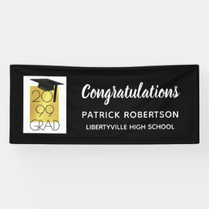 Black & Gold GRAD Editable Colour Graduation Banner