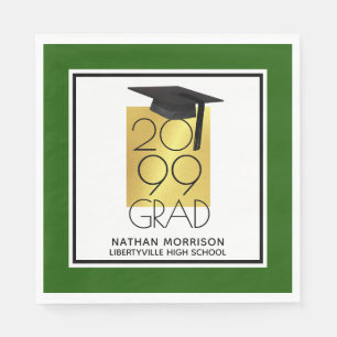 Black & Gold GRAD Editable Green Graduation Napkin