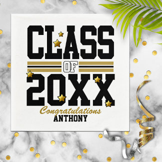 Black|Gold Graduating Class Year Napkin