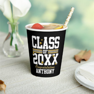 Black|Gold Graduating Class Year Paper Cups