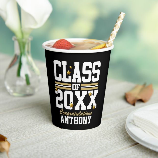 Black|Gold Graduating Class Year Paper Cups (Insitu)