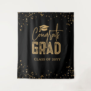Black Gold Graduation 2024 Photo Booth Tapestry
