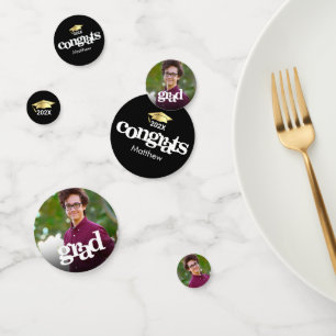 Black gold graduation 3 photo bold typography confetti