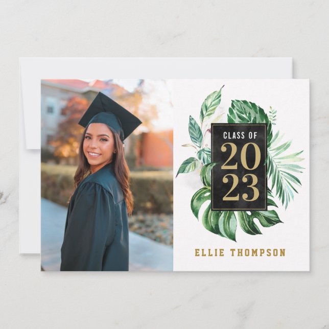 Black & Gold Graduation Class of 2021 Photo Yard   Invitation (Front)