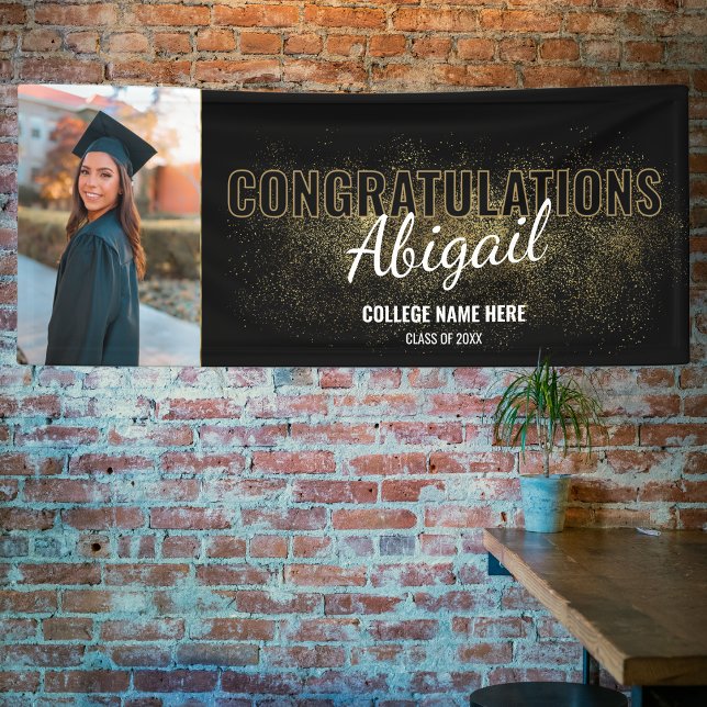 Black & Gold Graduation Congratulations Photo Banner (Creator Uploaded)