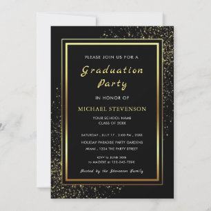 Black Gold Graduation Invitation Design Your Own