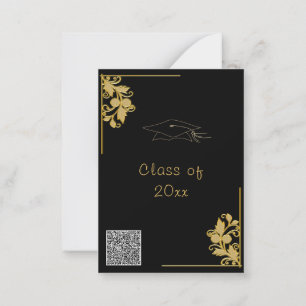 Black Gold Graduation Invitation with QR Code