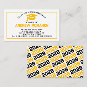 Black & Gold Graduation Invite Announcement Insert
