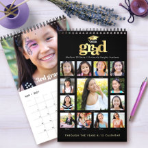 Black Gold Graduation K–12 Photo Collage 15 Month