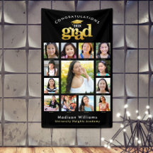 Black Gold Graduation K–12 Photo Collage Modern