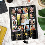 Black Gold Graduation K–12 Photo Collage Script Jigsaw Puzzle<br><div class="desc">Be proud, rejoice and showcase this milestone of your favourite grad. Create this girly, stunning, simple, modern, personalised high school graduation K – 12 photo collage jigsaw puzzle for a keepsake you’ll always treasure. A fun, elegant visual of gold glitter script typography, along with her name, class year, and school...</div>