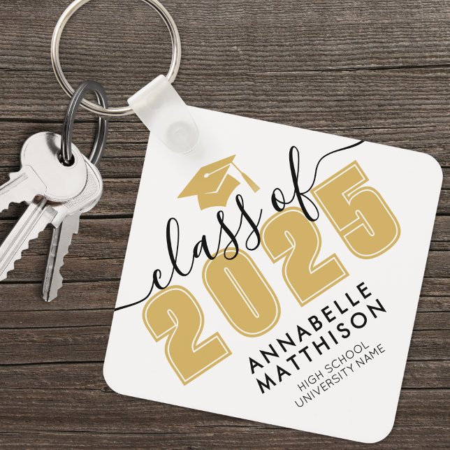 Black Gold Graduation Key Ring (Black Gold Graduation keychain )