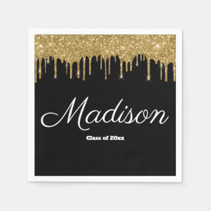 Black Gold Graduation Party Class of 2024 Paper Napkin