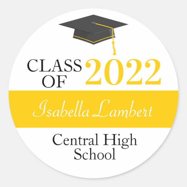 Black & Gold Graduation Party Favour Stickers (Front)