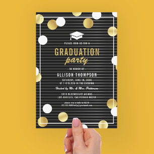 Black Gold Graduation Party Invitation