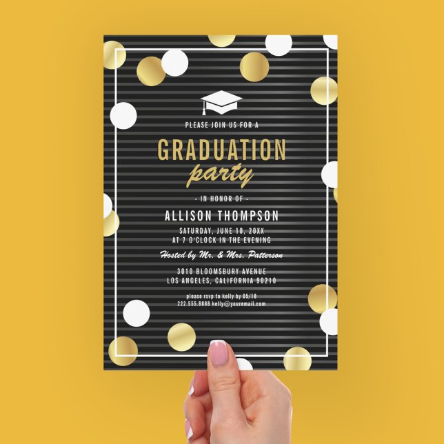 Black Gold Graduation Party Invitation (Creator Uploaded)