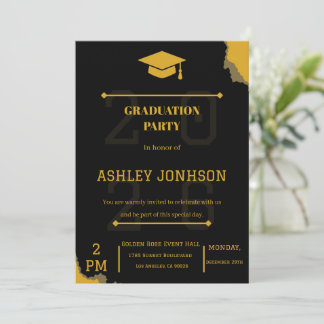 Black Gold Graduation Party Invitation 2026  