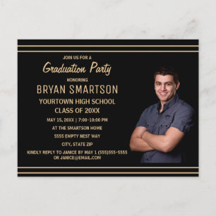 Black Gold Graduation Party Photo Postcard