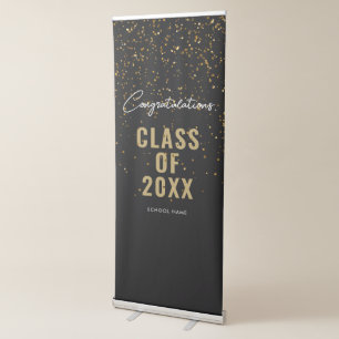 Black Gold Graduation Photo Booth Backdrop Retractable Banner