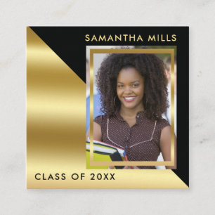 Black Gold Graduation Photo Insert Name Cards