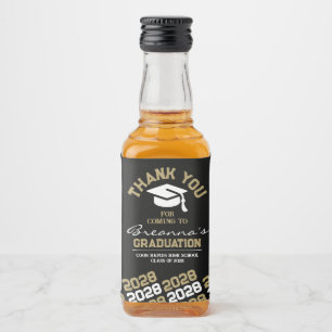 Black & Gold Graduation Thank You Mini Liquor Bottle Label