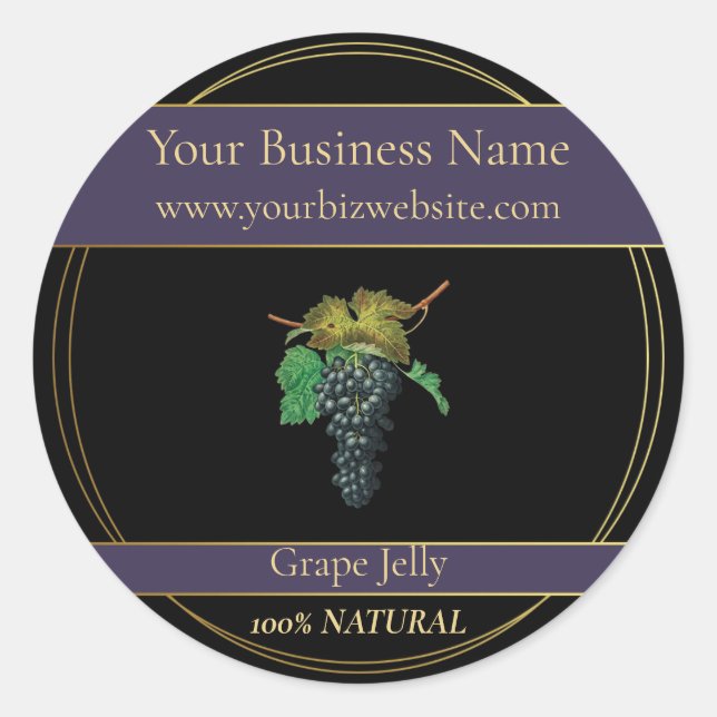 Black & Gold Grape Jelly Product Label (Front)