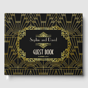 Black & Gold Great Gatsby Art Deco Wedding Guest Book