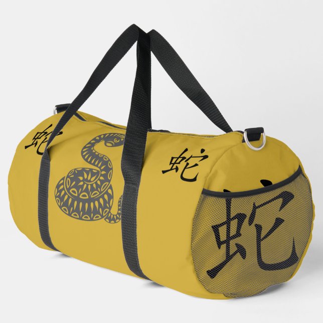 Black, Gold, Grey, Year of Snake Chinese Zodiac | Duffle Bag (Right Corner)