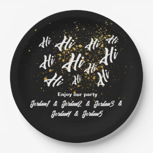 Black Gold Group Friends Joint Birthday Paper Plate