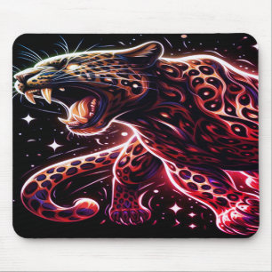 Black + Gold Growling Big Cat on Laptop Mousepad