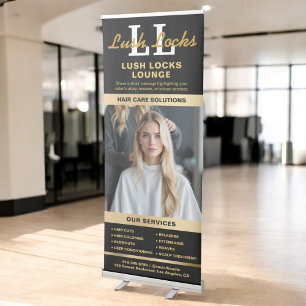 Black Gold Hair Salon Monogram Photo Monogram Retractable Banner