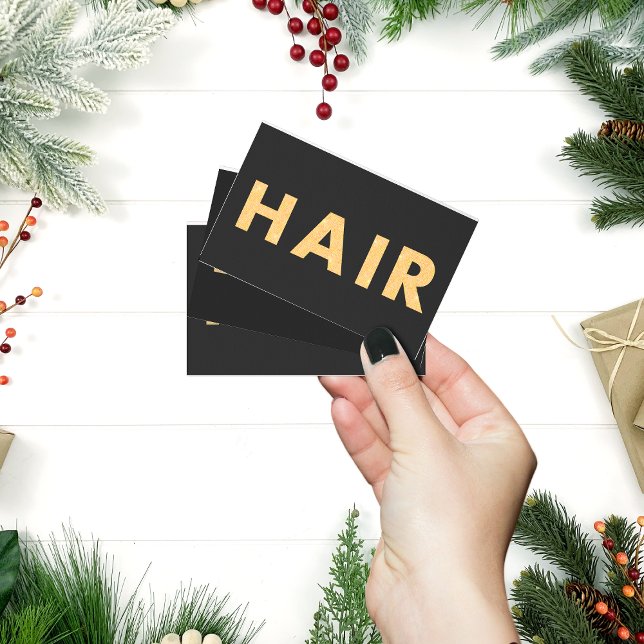 Black&Gold Hairstylist, modern, elegant QR code  Business Card (Creator Uploaded)