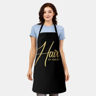 Black & Gold Hairstylist Salon Name Apron