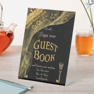 Black & Gold Halloween Skeleton Sign Guest Book