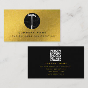 Black Gold Hammer Home Building Construction Business Card