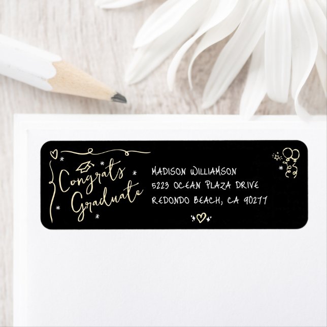 Black Gold Hand Drawn Doodle Graduation Address (Insitu)
